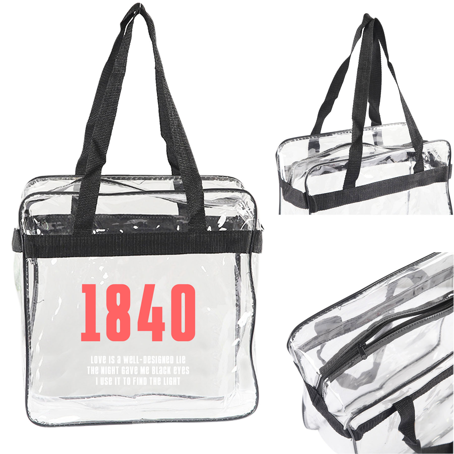 FlyFlyPromos - Clear Stadium Tote Zipper Bag Image 1 - Promotional Product